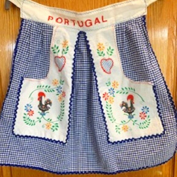 Portuguese 100% Cotton Kitchen Apron Traditional Rooster 2 Large Pockets - Picture 1 of 3